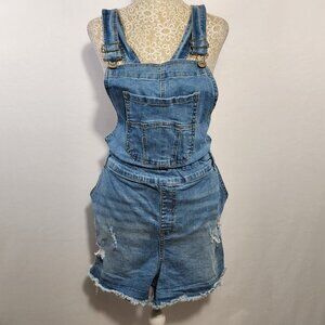Love Revival Women Size 3X Blue Denim Pockets Button Adjustable Strap Shortall's